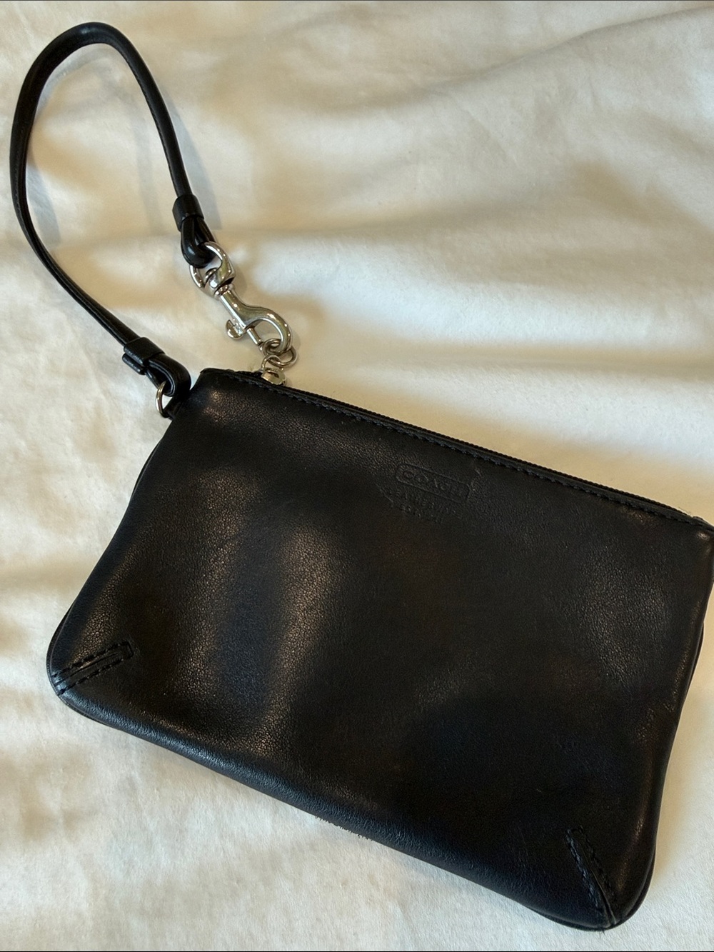 Coach Black Leather Wristlet with Detachable Strap